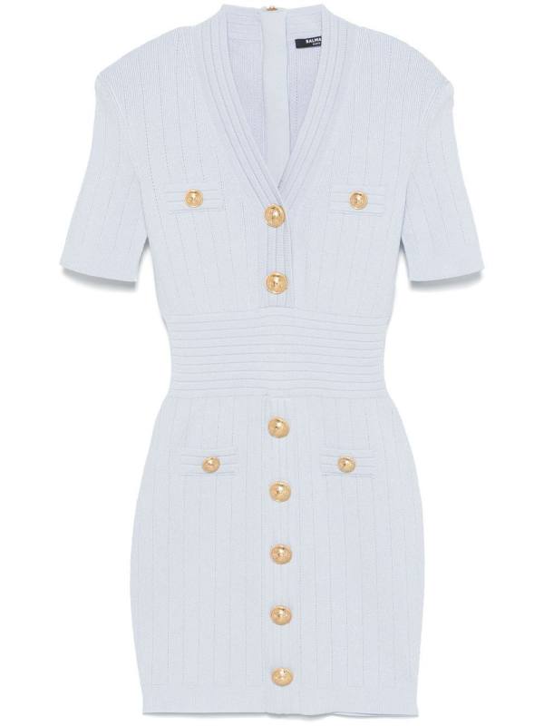button-detail knitted mini dress