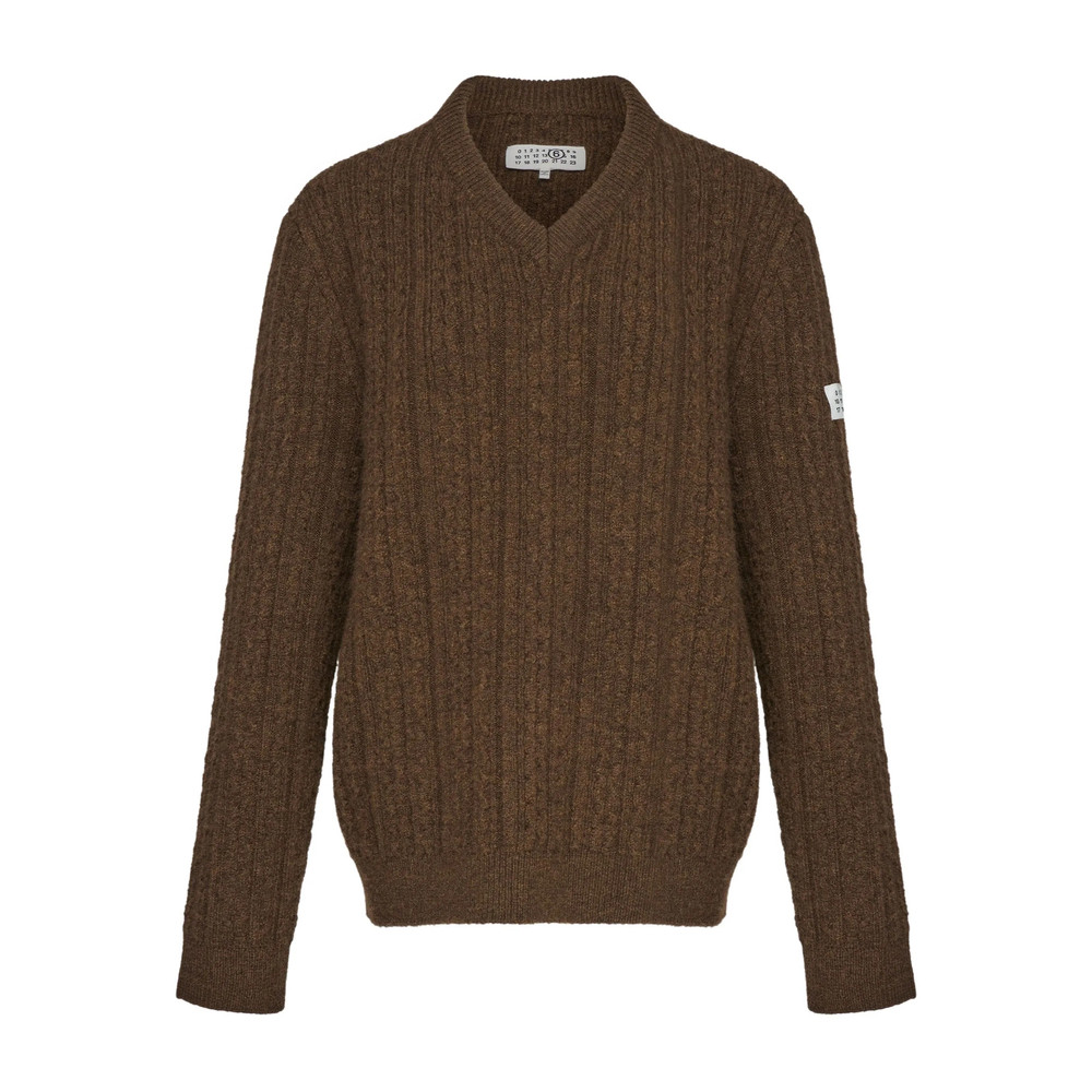 Mm6 Maison Margiela V-neck Ribbed Sweater