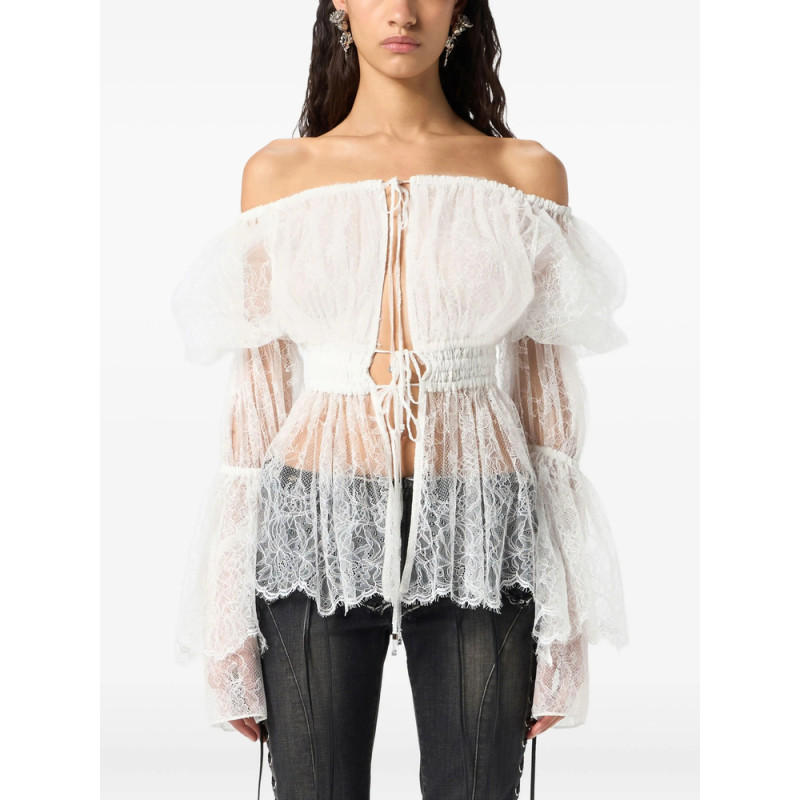 Blumarine Off-shoulder Lace Blouse