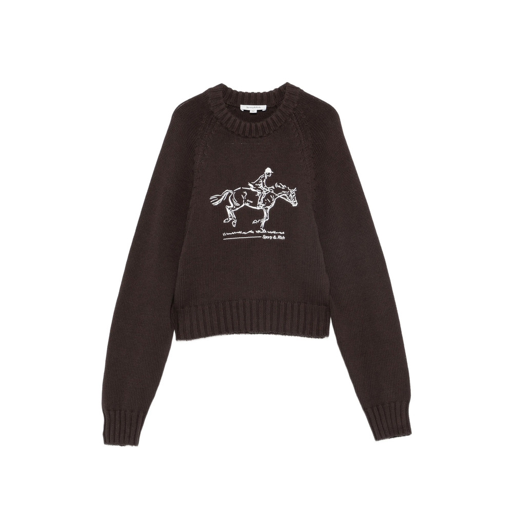Sporty & Rich Equestrian-embroidered Raglan-sleeve Sweater