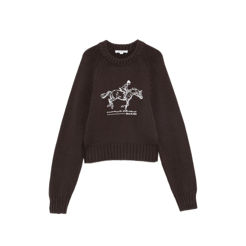 Sporty & Rich Equestrian-embroidered Raglan-sleeve Sweater