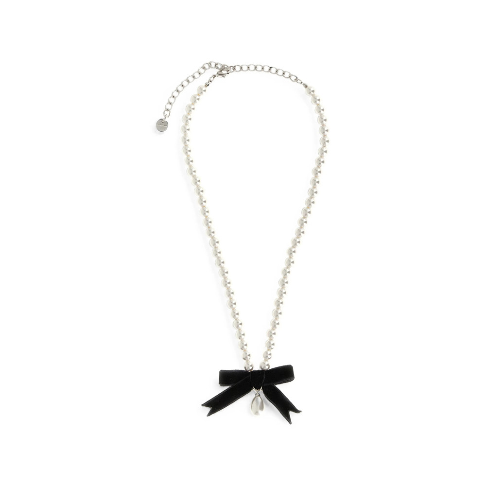 Self-portrait Black Bow Pearl Necklace