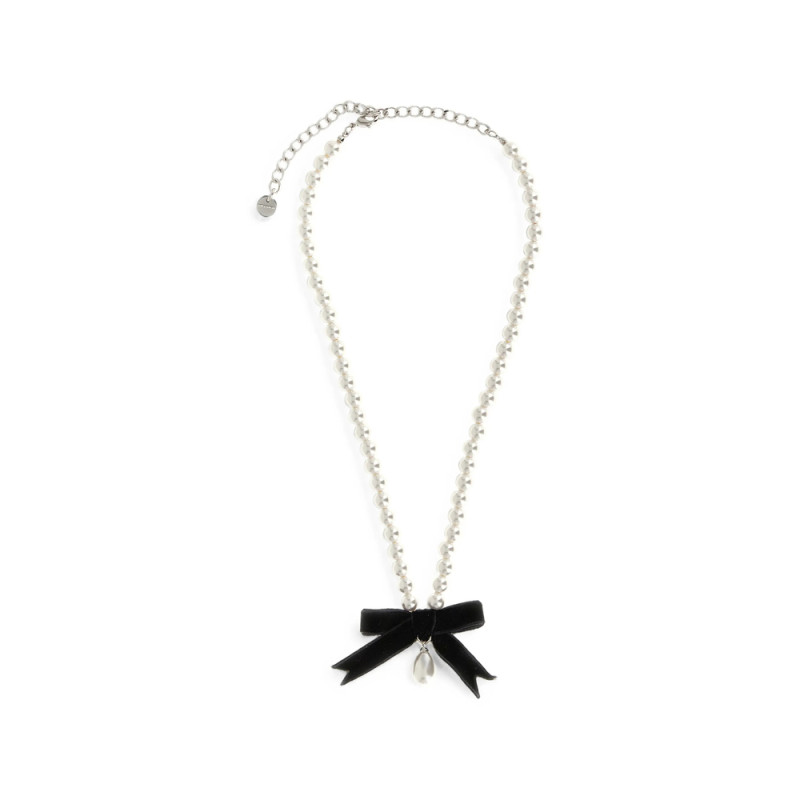 Self-portrait Black Bow Pearl Necklace