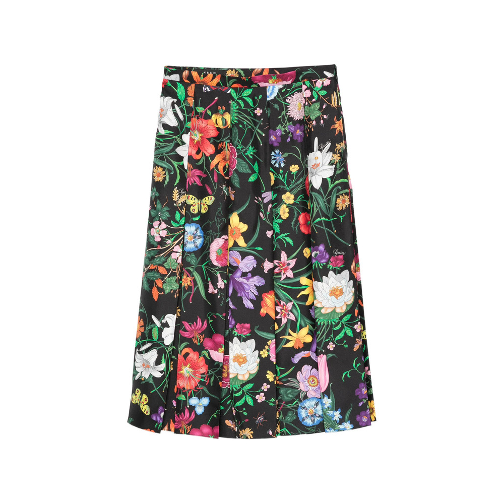 Gucci Floral Pleated Midi A-line Skirt