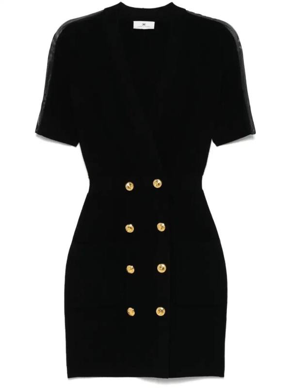 tulle-panel knitted mini dress