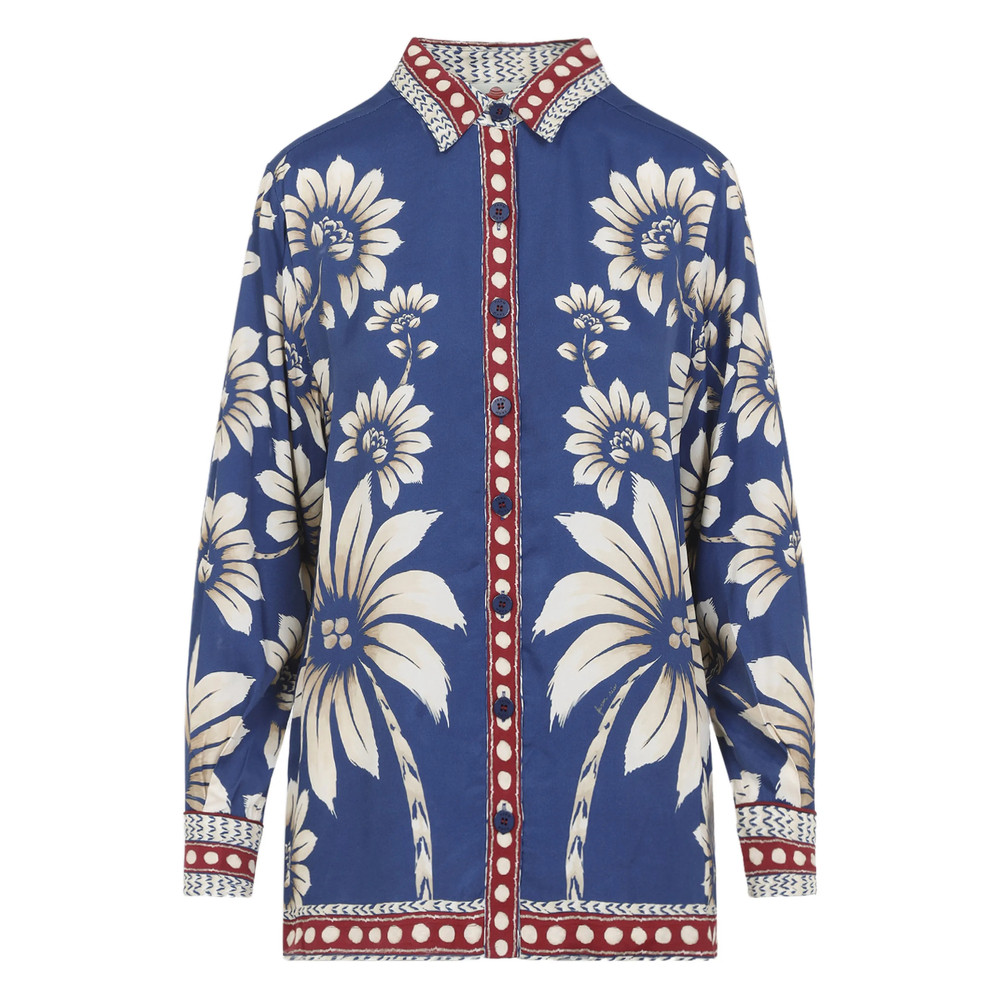 Farm Rio Floral Palm Button-down Top