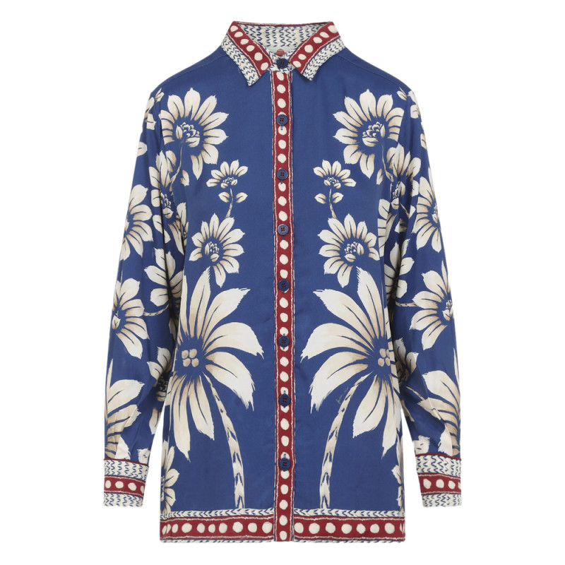 Farm Rio Floral Palm Button-down Top