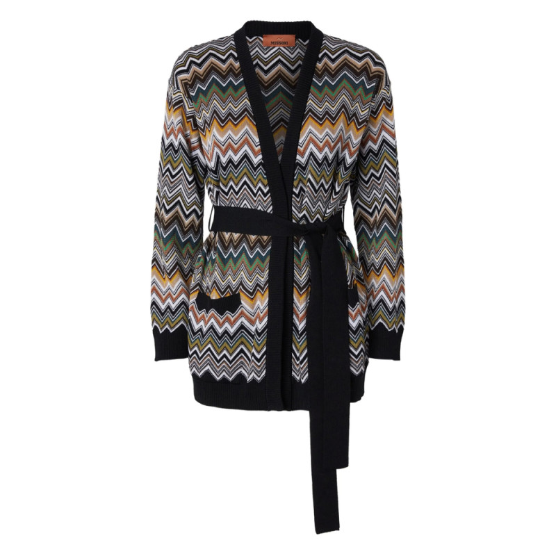 Missoni Chevron-pattern Belted Cardigan