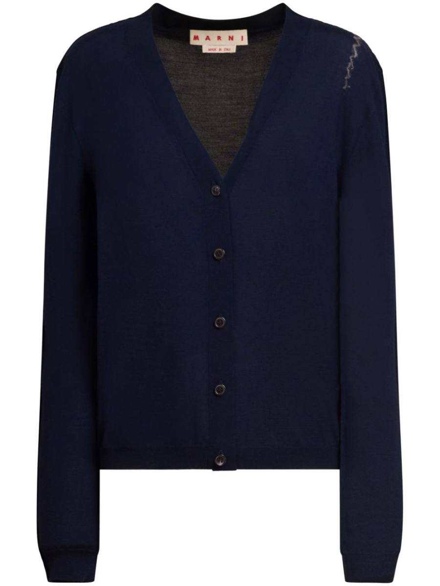 logo-embroidered cardigan