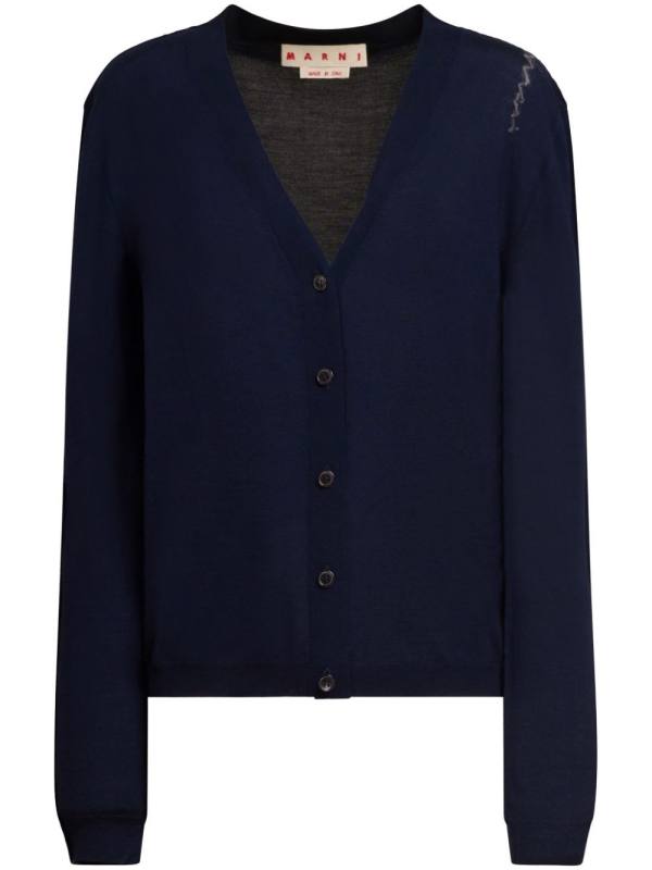logo-embroidered cardigan