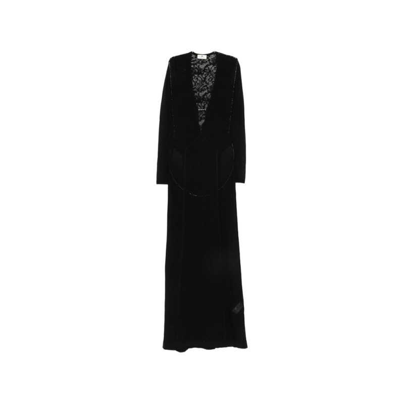 Elisabetta Franchi Lace-panelled Long-sleeve Maxi Dress