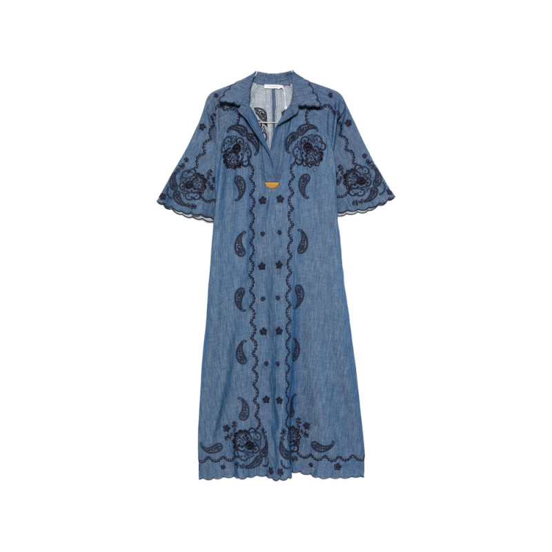 Zimmermann Aster Paisley-embroidered Scalloped-edge Midi Dress