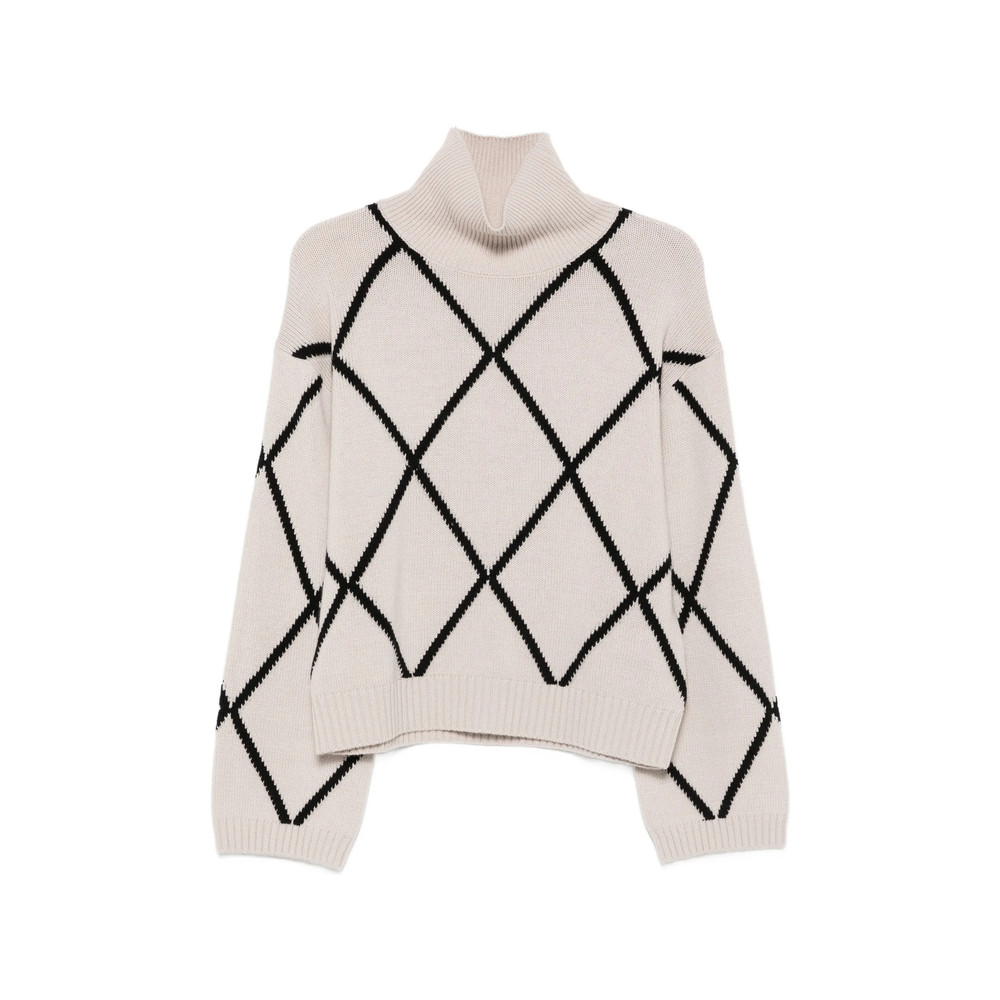 Allude Argyle-pattern Roll-neck Sweater