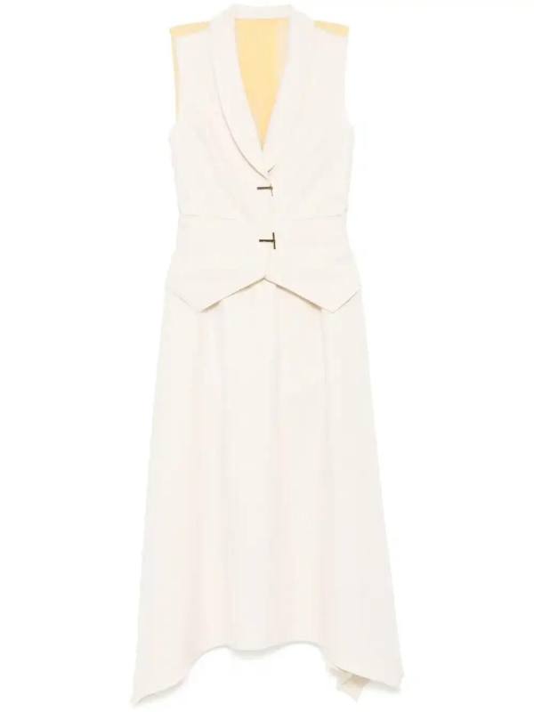 sheer-panel midi dress