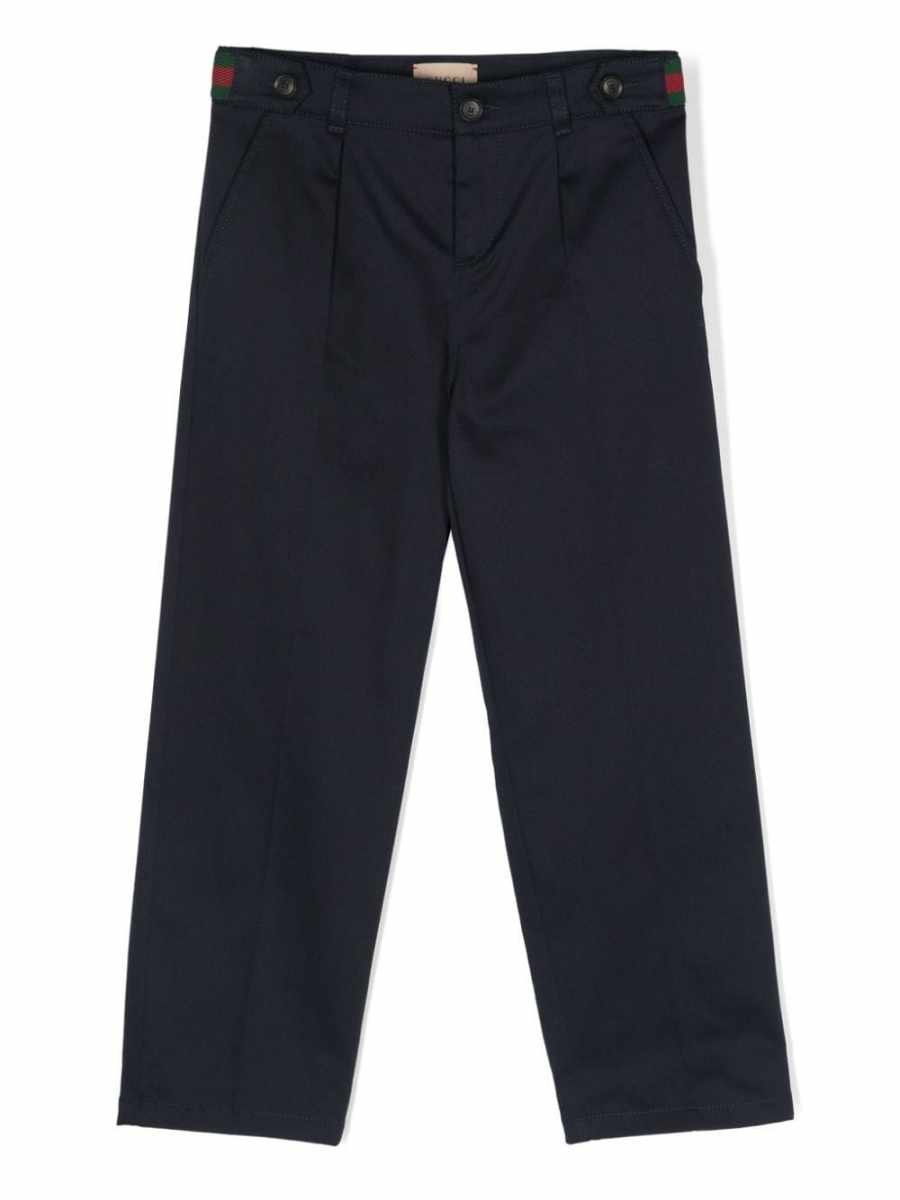 Web-stripe straight-leg trousers