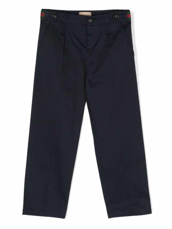 Web-stripe straight-leg trousers