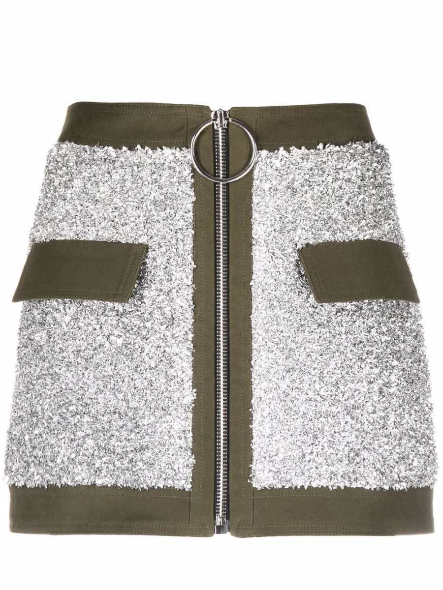 contrast-trim zipped skirt