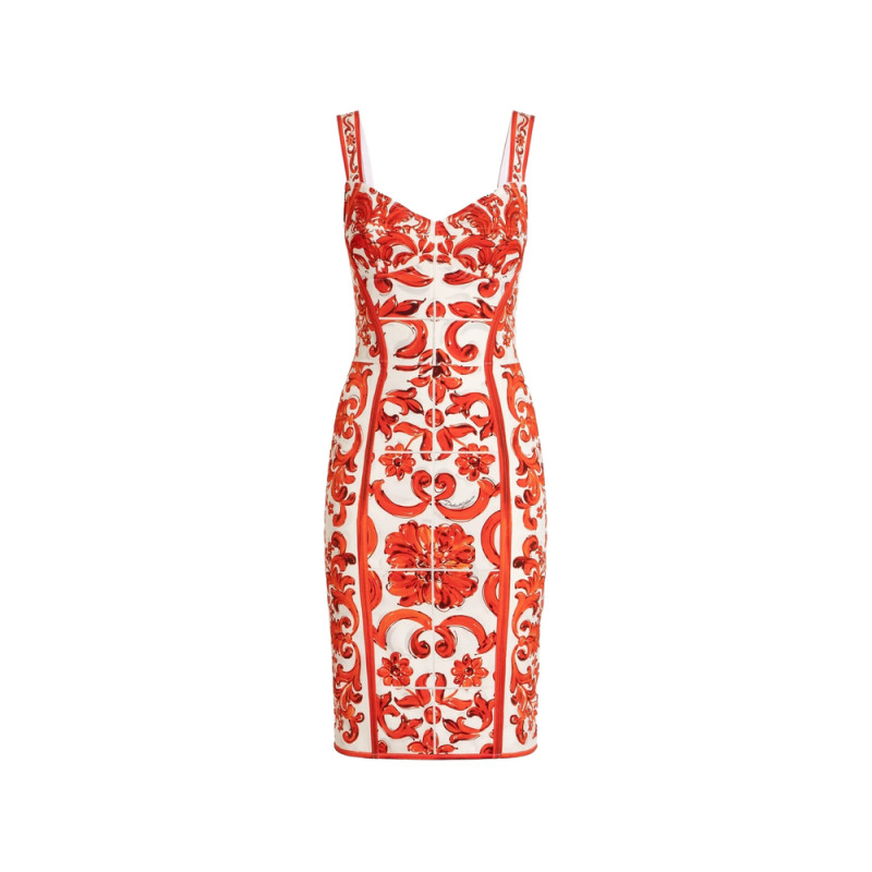 Dolce & Gabbana Majolica-print Charmeuse Short Dress