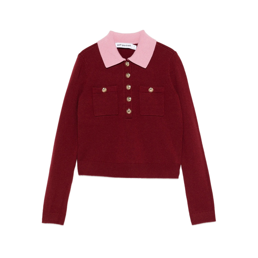 Self-portrait Contrast-collar Polo Top