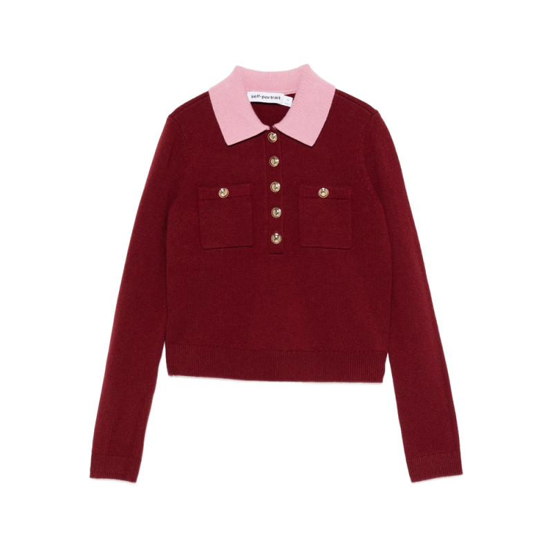 Self-portrait Contrast-collar Polo Top