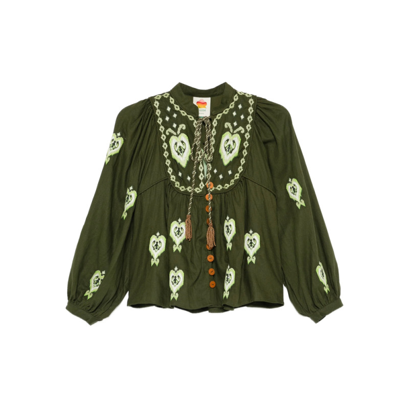 Farm Rio Embroidered Tassel Shirt