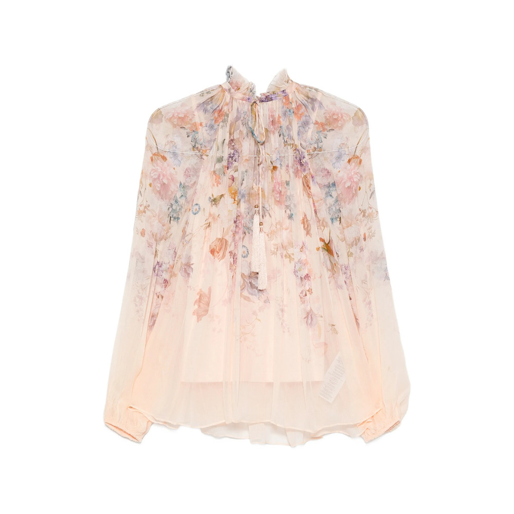 Zimmermann Floral-print Pleated Blouse