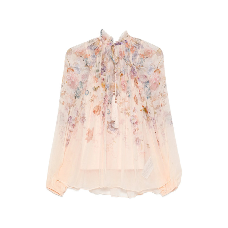 Zimmermann Floral-print Pleated Blouse