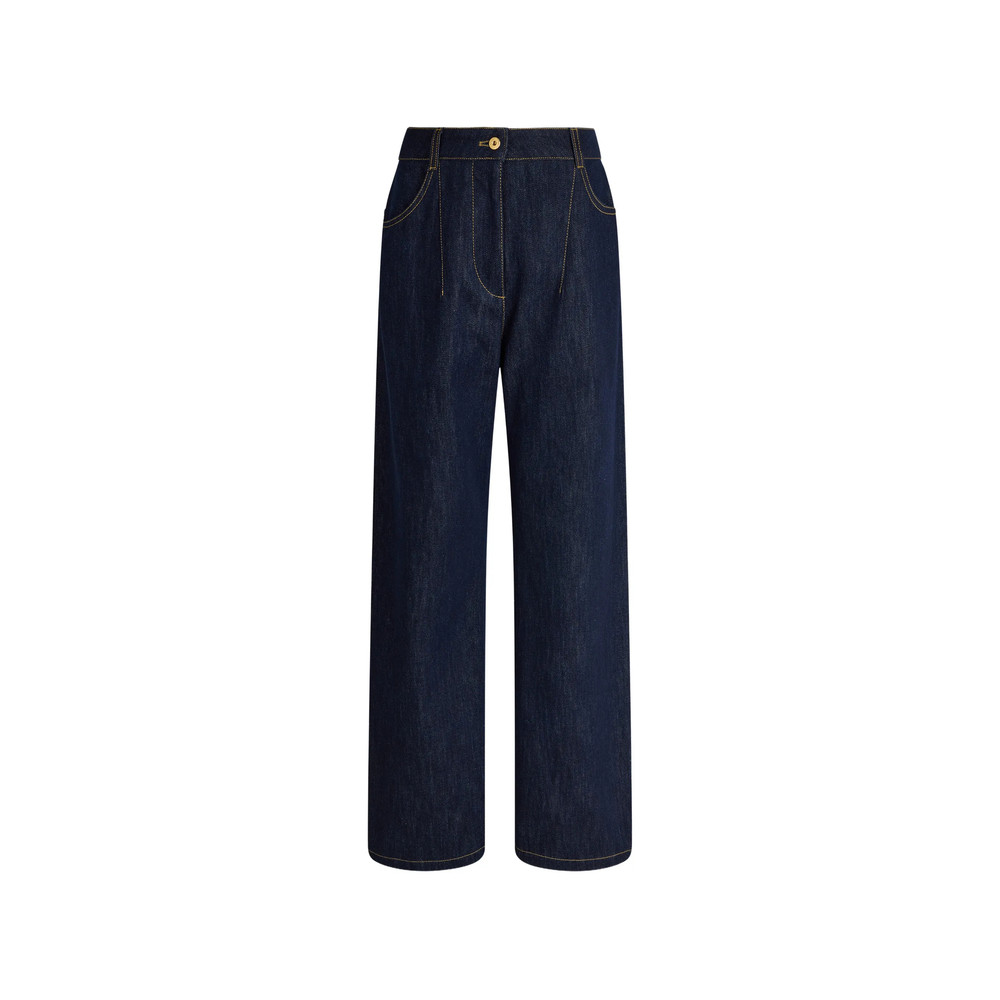 Patou Boyfriend Contrast-stitch Wide-leg Jeans