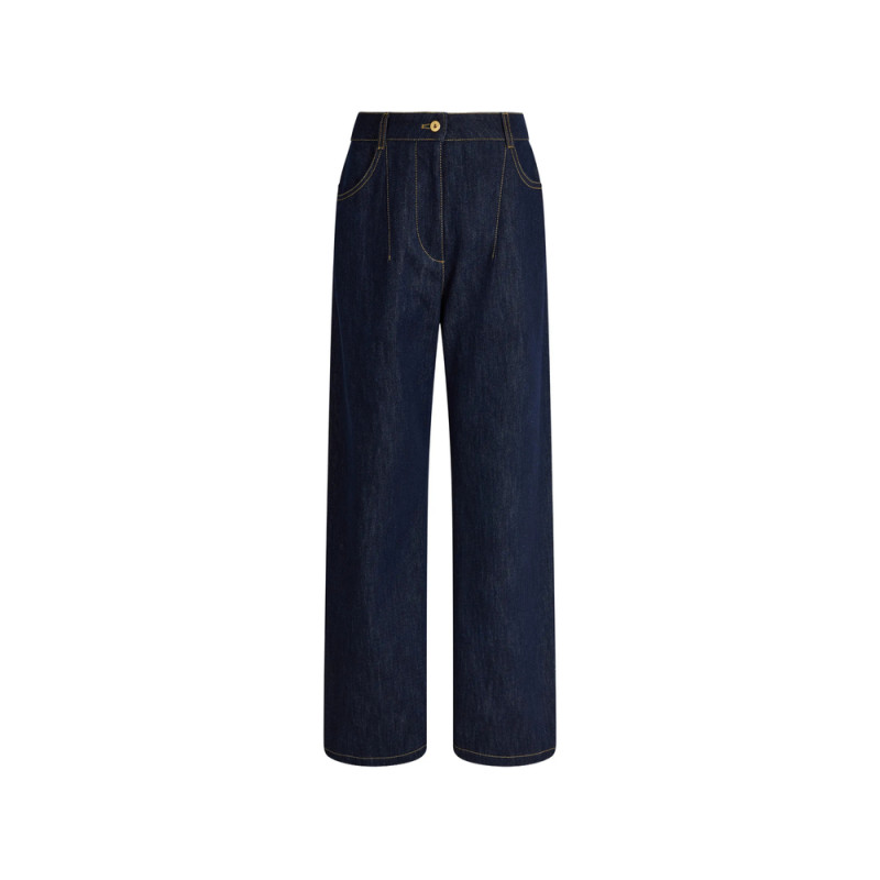 Patou Boyfriend Contrast-stitch Wide-leg Jeans