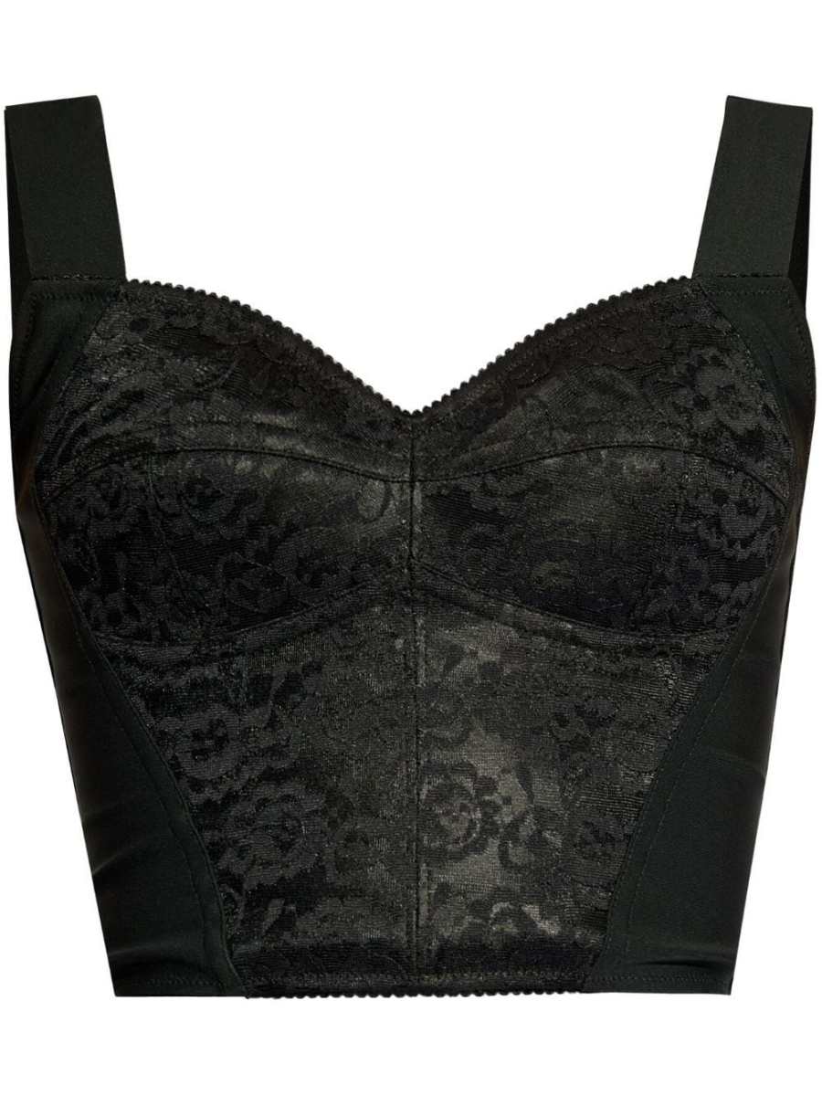 lace-trim corset top