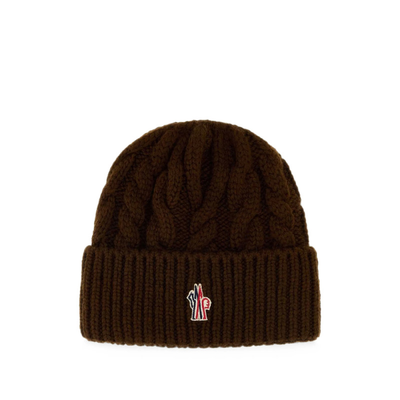 Moncler Grenoble Cable-knit Logo-patch Beanie Hat