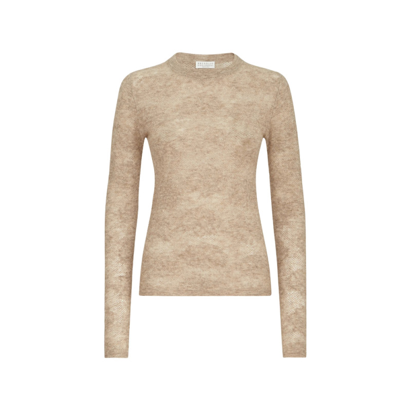 Brunello Cucinelli Silk, Alpaca And Wool Flower Lace Sweater