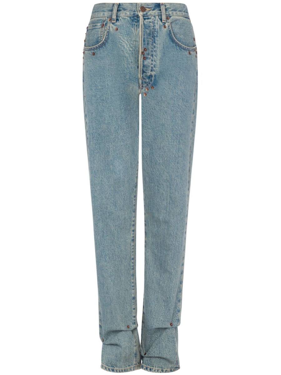 high-waisted straight-leg jeans