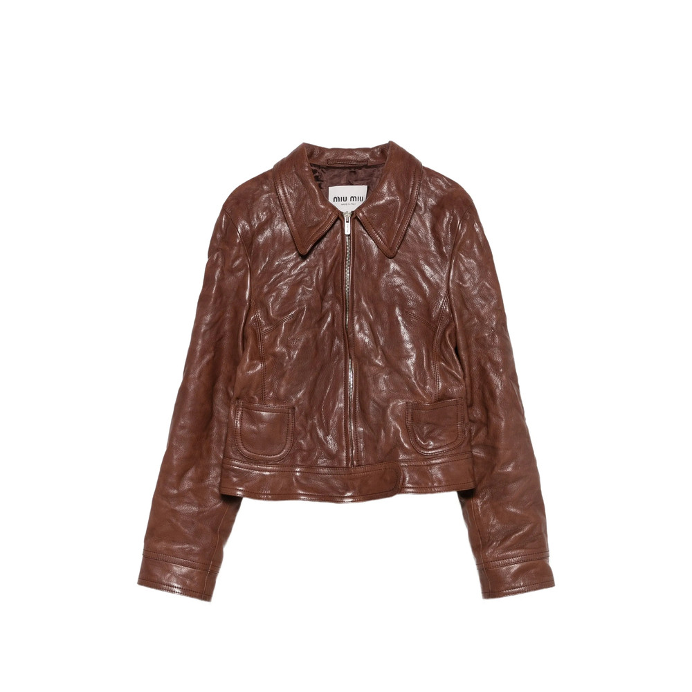 Miu Miu Crinkled Leather Jacket