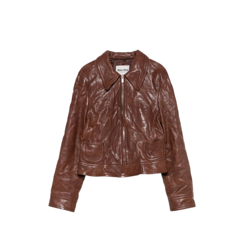 Miu Miu Crinkled Leather Jacket