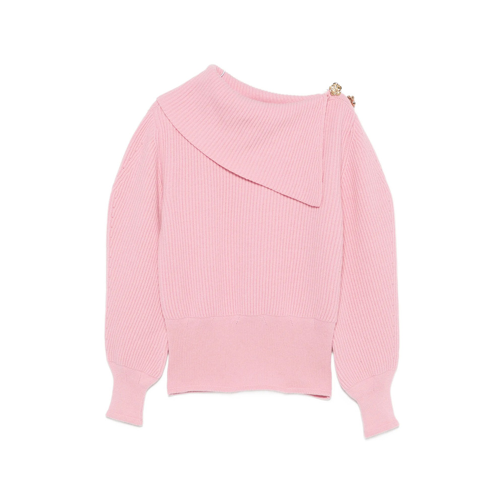 Blumarine Off-shoulder Rose-embellished Sweater