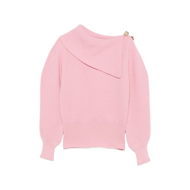 Blumarine Off-shoulder Rose-embellished Sweater