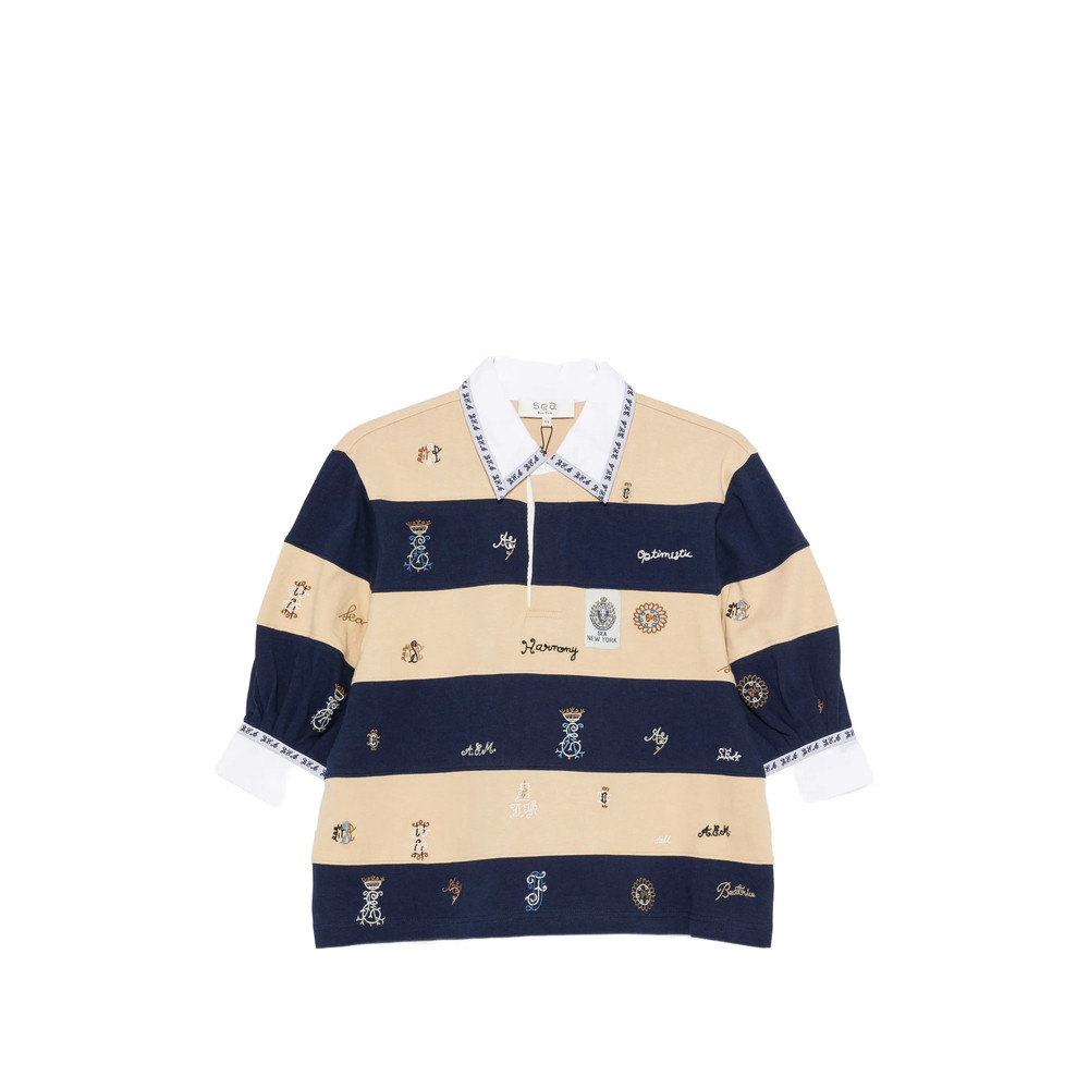 Sea Juliet Embroidered Striped Polo Shirt