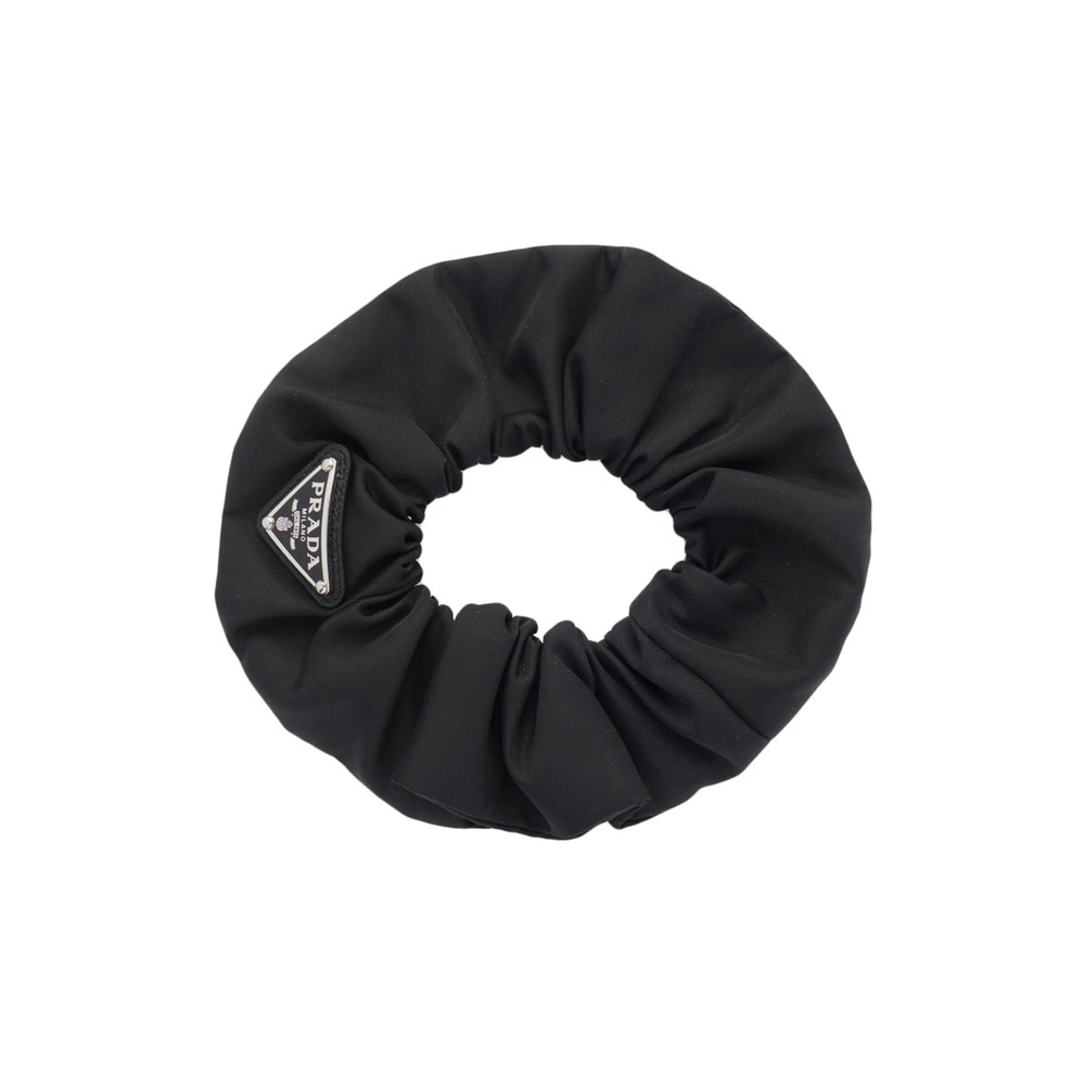 Prada Ruffled Triangle-plaque Scrunchie