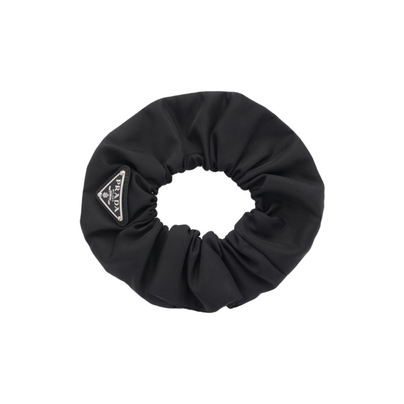 Prada Ruffled Triangle-plaque Scrunchie