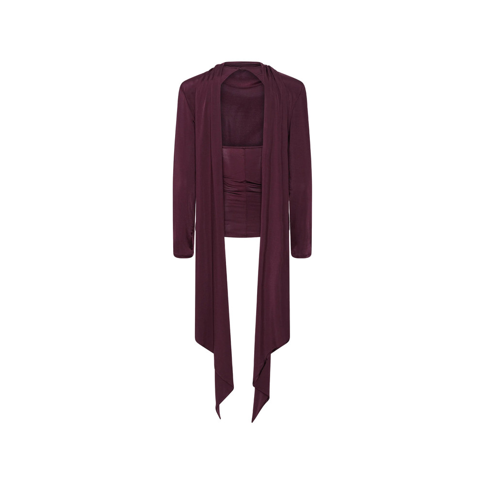 Rotate Draped-panel Long-sleeve Top