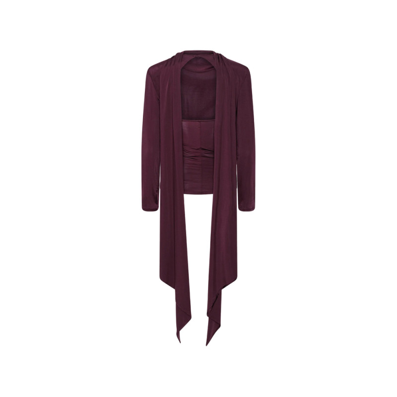 Rotate Draped-panel Long-sleeve Top