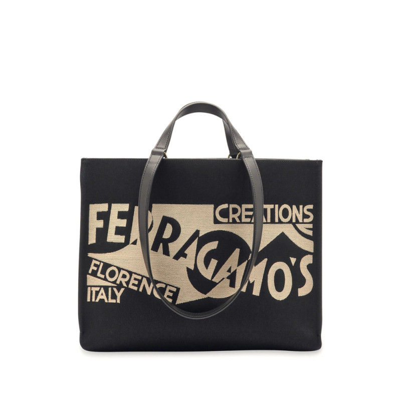 Ferragamo Medium Venna Logo-embroidered Tote Bag
