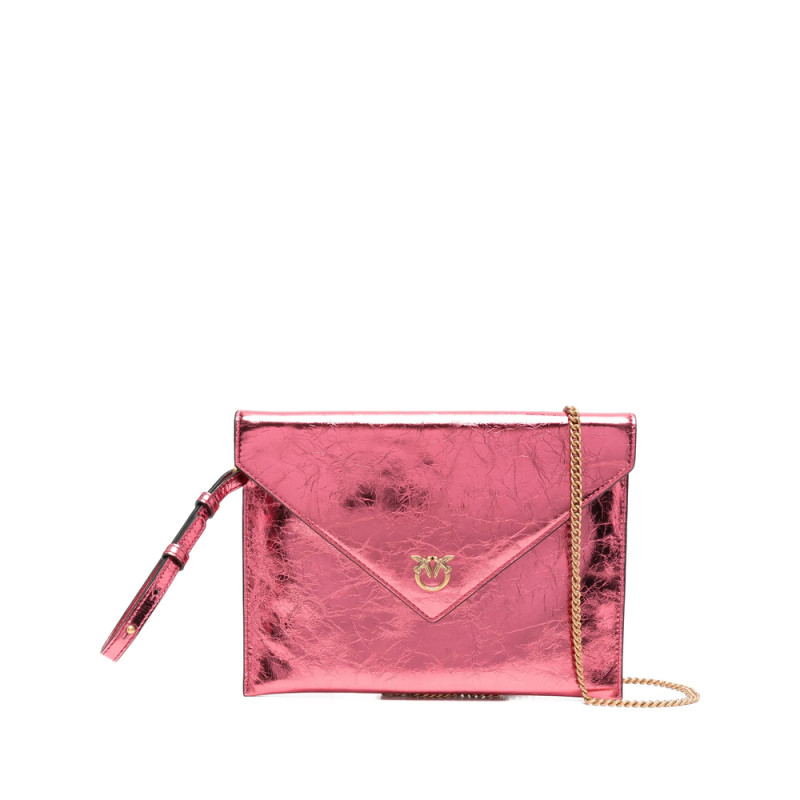 Pinko Small Metallic-leather Flap Clutch