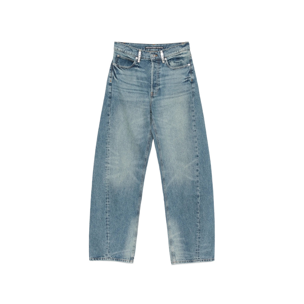Alexander Wang Crystal-embellished Wide-leg Jeans
