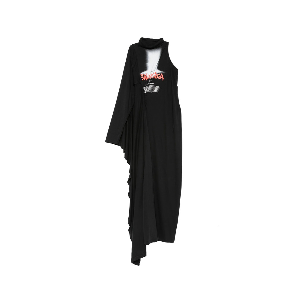 Balenciaga One-shoulder Graphic-print Maxi Dress