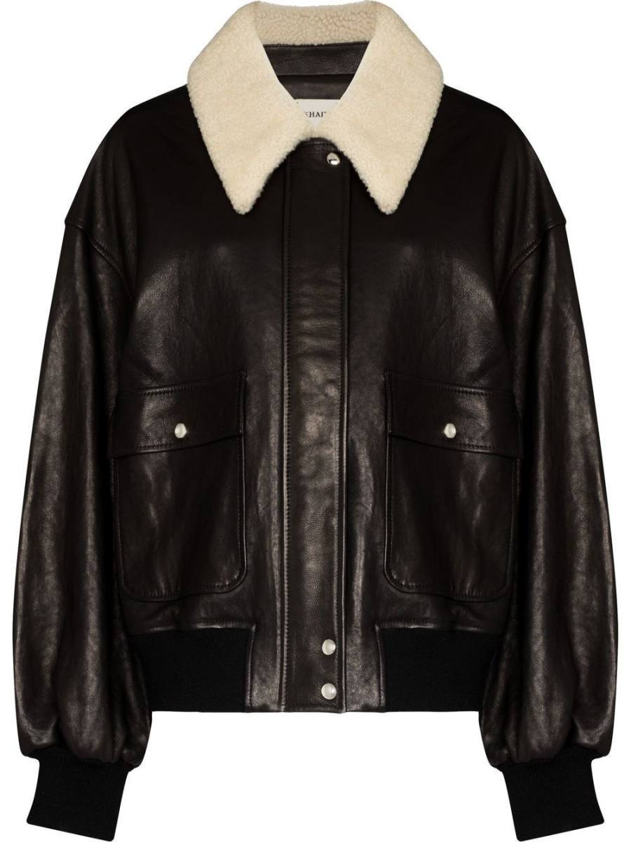 shearling-trim collar jacket