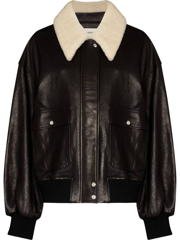 shearling-trim collar jacket