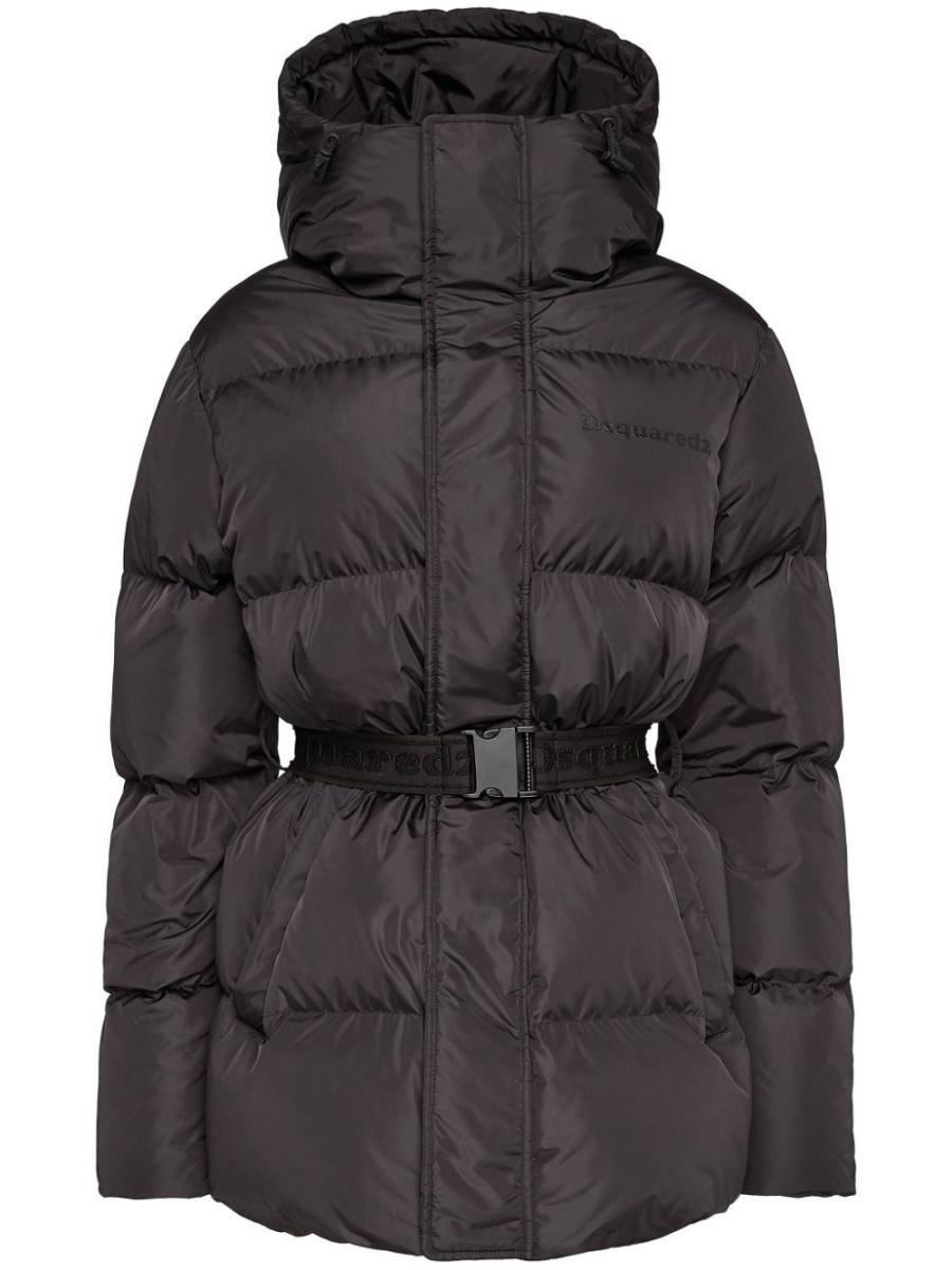 belted quilted puffer coat