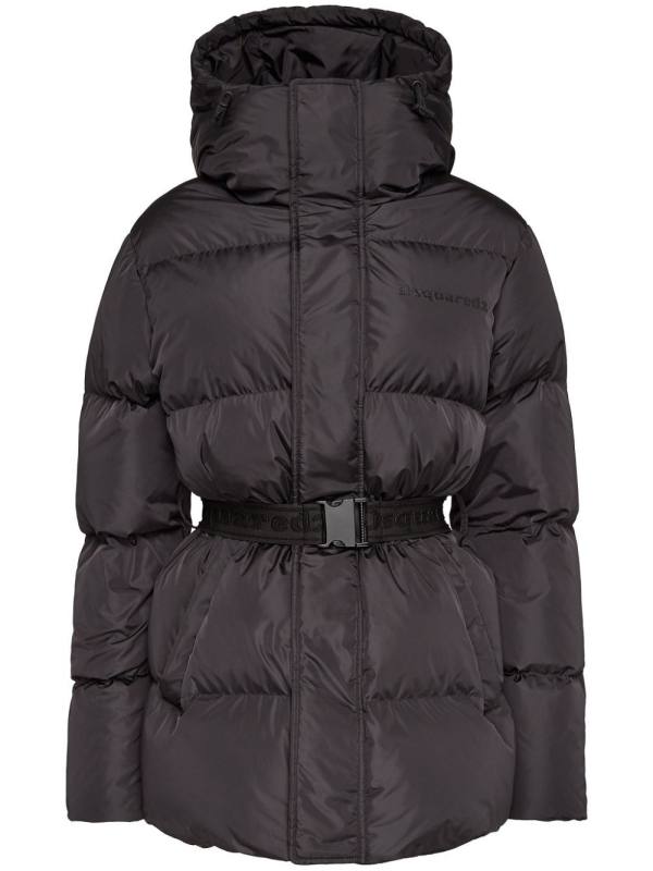belted quilted puffer coat